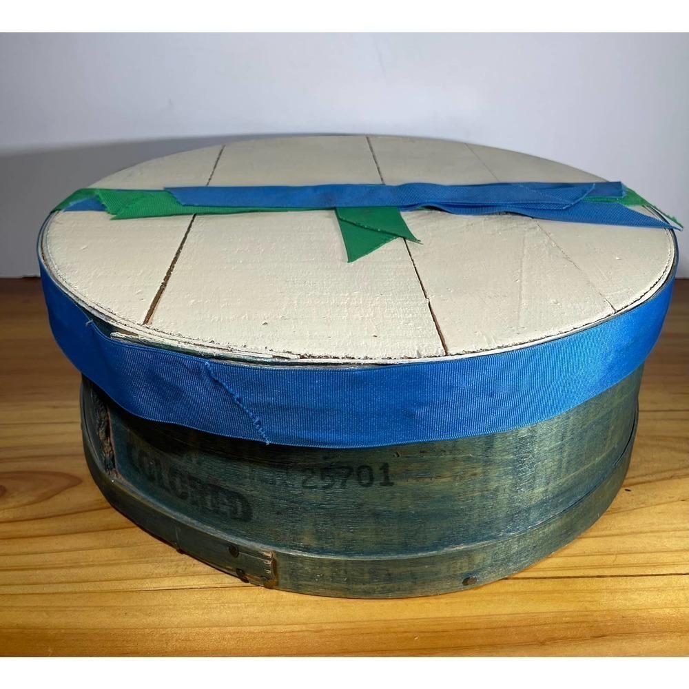 PRIMATIVE Wood Round Shaker Style Cheese Box Bent Wood Hat Pantry Box with Lid